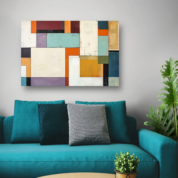 Kleurrijke abstracte geometrische rechthoeken kunstwerk poster