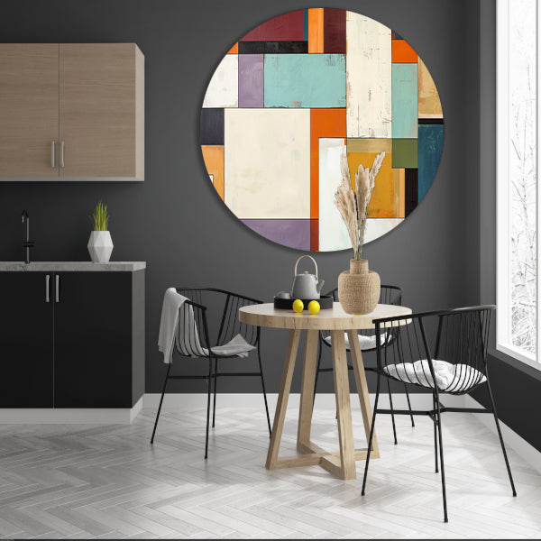 Kleurrijke abstracte geometrische rechthoeken kunstwerk forex muurcirkel