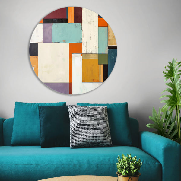 Kleurrijke abstracte geometrische rechthoeken kunstwerk forex muurcirkel