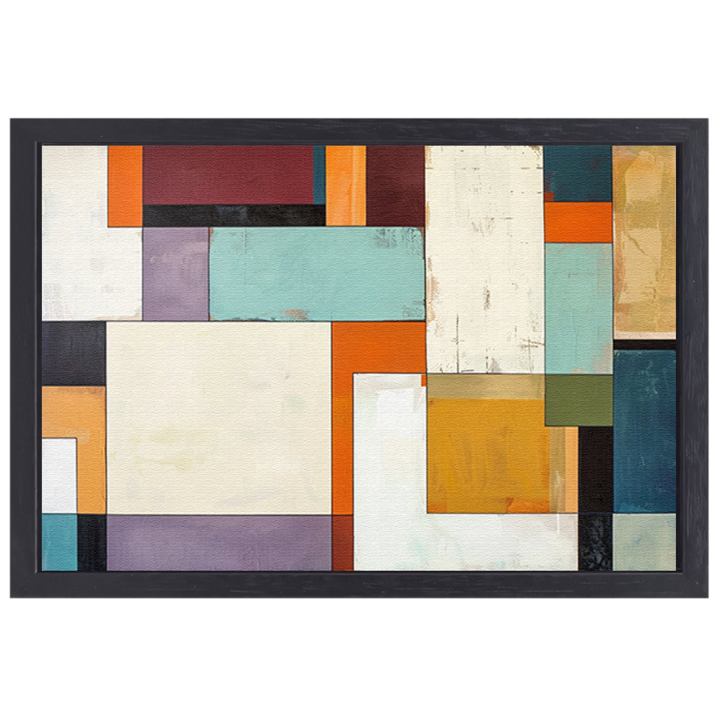 Kleurrijke abstracte geometrische rechthoeken kunstwerk canvas met baklijst