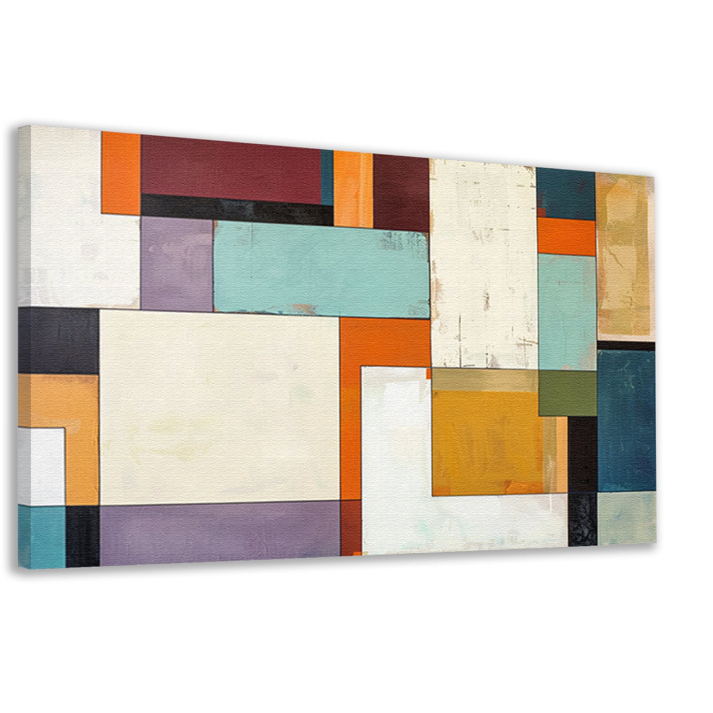 Kleurrijke abstracte geometrische rechthoeken kunstwerk canvas