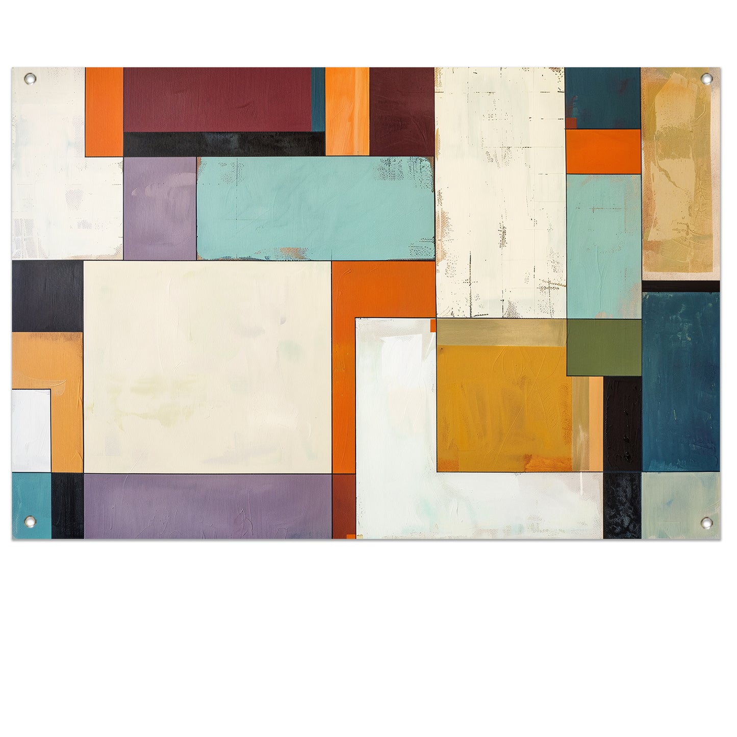 Kleurrijke abstracte geometrische rechthoeken kunstwerk tuinposter
