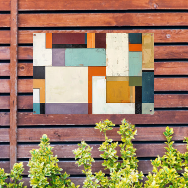 Kleurrijke abstracte geometrische rechthoeken kunstwerk tuinposter