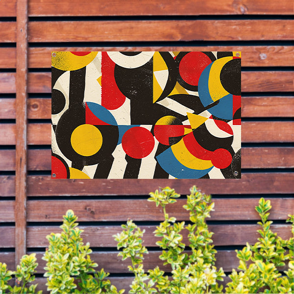 Geometrische compositie van kleur en vorm tuinposter