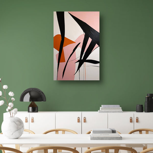 Abstracte Dynamiek in Zwart, Wit en Kleur canvas