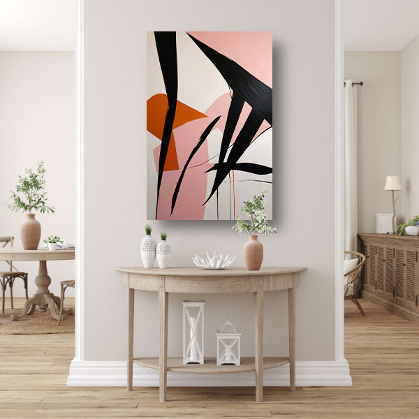 Abstracte Dynamiek in Zwart, Wit en Kleur canvas
