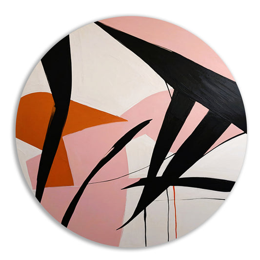 Abstracte Dynamiek in Zwart, Wit en Kleur aluminium muurcirkel