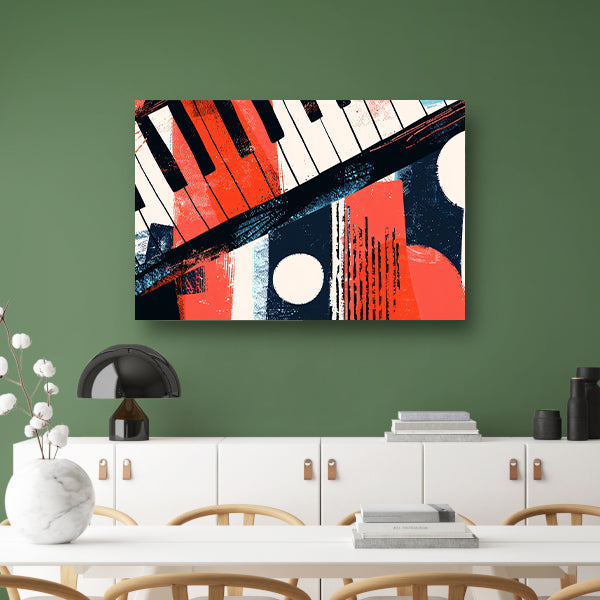 Abstracte pianoklanken in levendige kleuren poster
