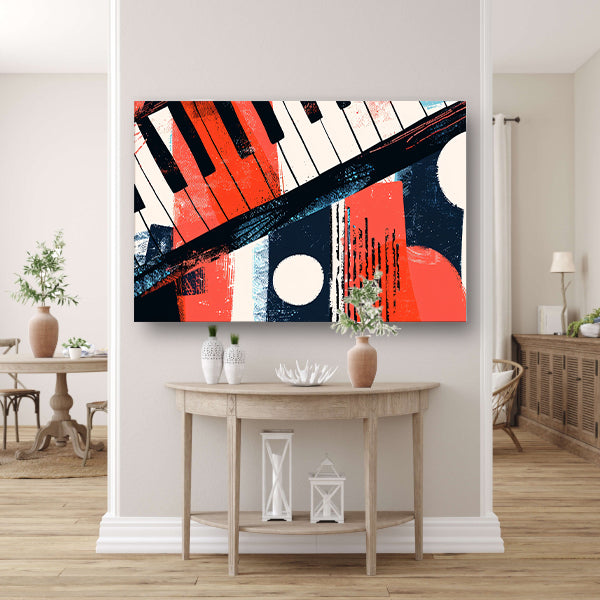 Abstracte pianoklanken in levendige kleuren poster