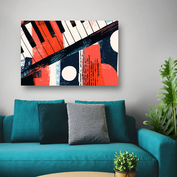 Abstracte pianoklanken in levendige kleuren poster