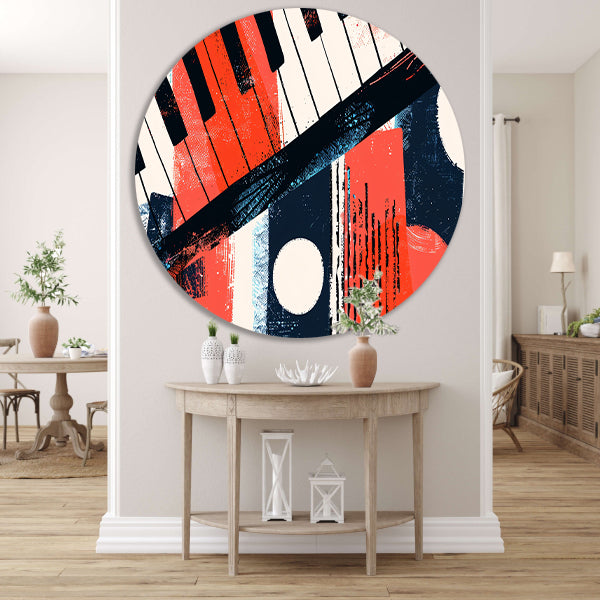 Abstracte pianoklanken in levendige kleuren forex muurcirkel