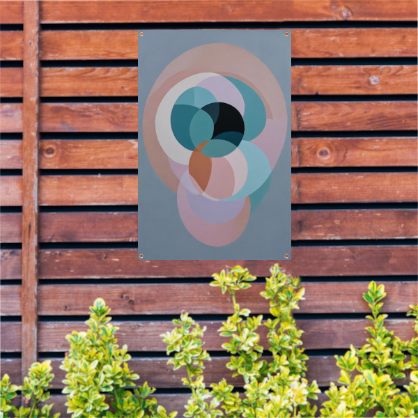 Overlappende Cirkels in Pastelkleurige Tinten tuinposter