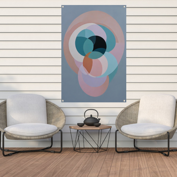 Overlappende Cirkels in Pastelkleurige Tinten tuinposter