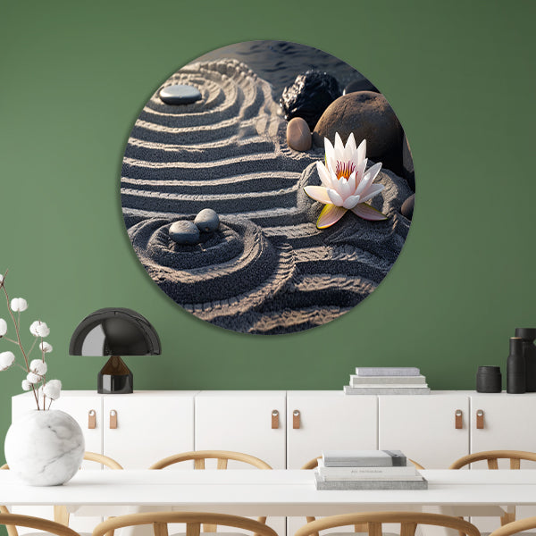 Zen tuin met bloem en stenen forex muurcirkel