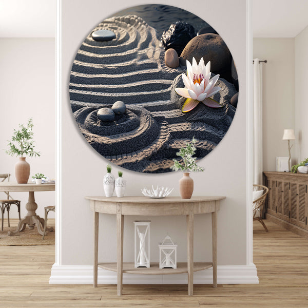 Zen tuin met bloem en stenen forex muurcirkel