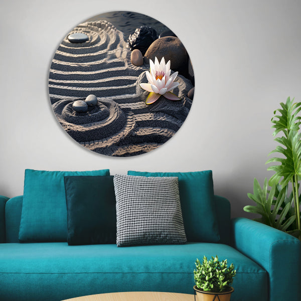 Zen tuin met bloem en stenen forex muurcirkel
