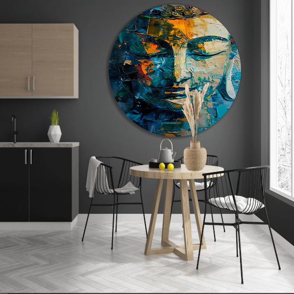 Kleurrijke Abstracte Compositie in Moderne Kunst aluminium muurcirkel