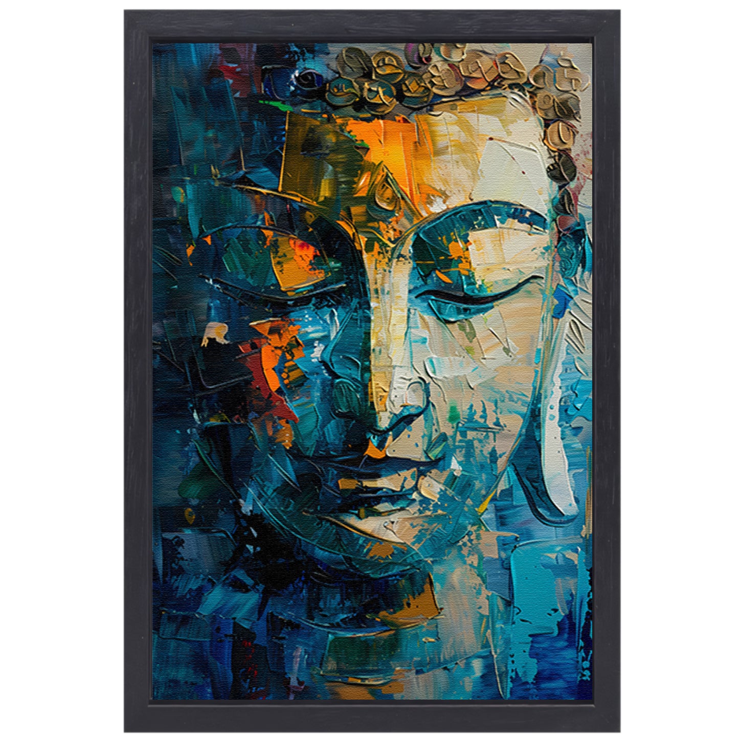 Kleurrijke Abstracte Compositie in Moderne Kunst canvas met baklijst