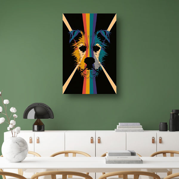 Kleurrijke en abstracte hond in kunstwerk canvas
