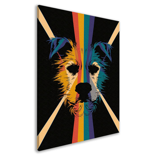 Kleurrijke en abstracte hond in kunstwerk canvas