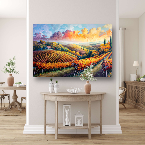 Herfstlandschap met Wijngaard canvas