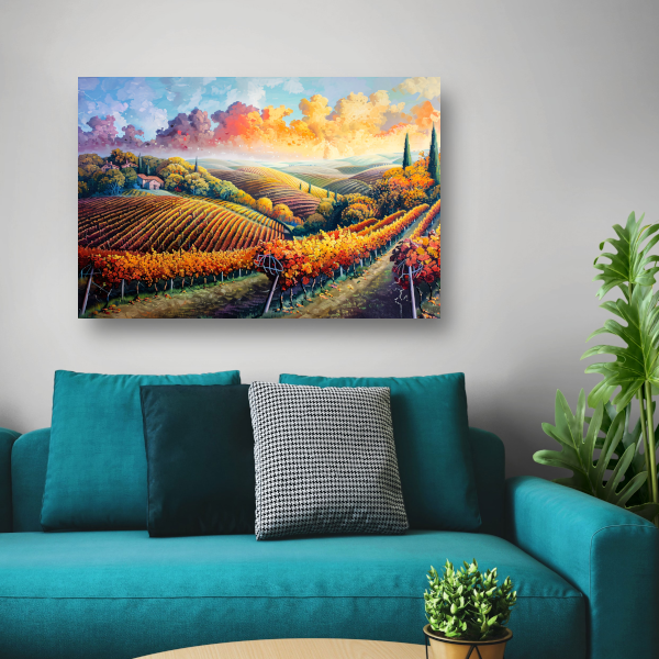 Herfstlandschap met Wijngaard canvas