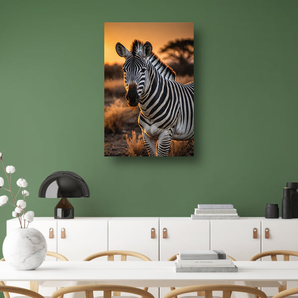 Zebra bij een prachtige zonsondergang canvas