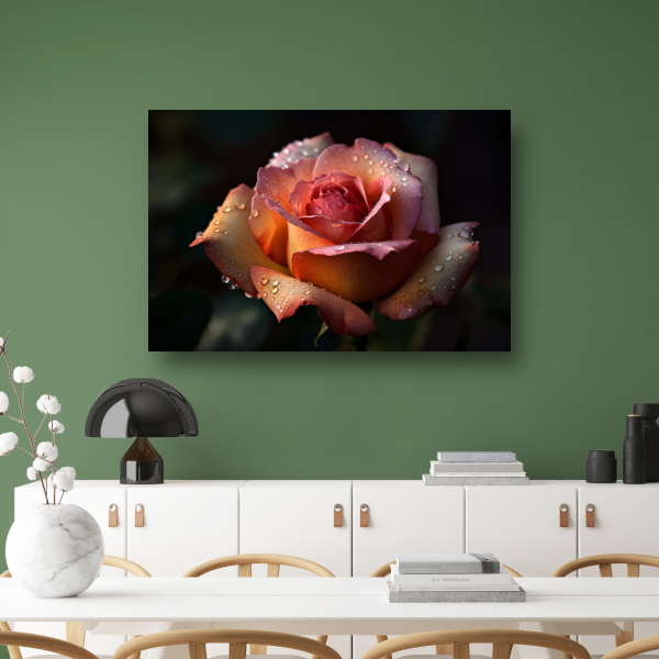 Rozen in ochtenddauw close-up canvas met baklijst