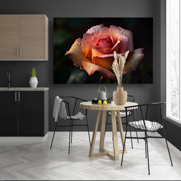 Rozen in ochtenddauw close-up canvas met baklijst