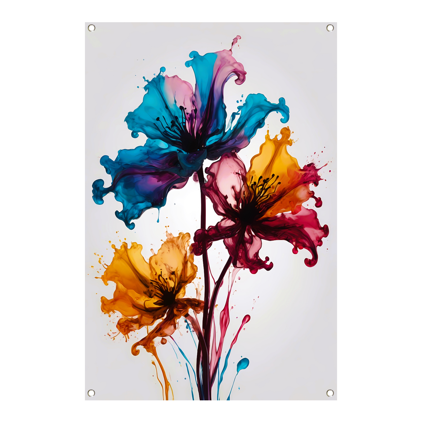Kleurrijke Abstracte Vloeibare Bloemenexplosie tuinposter