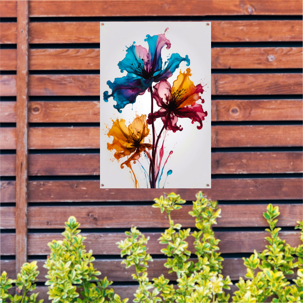 Kleurrijke Abstracte Vloeibare Bloemenexplosie tuinposter