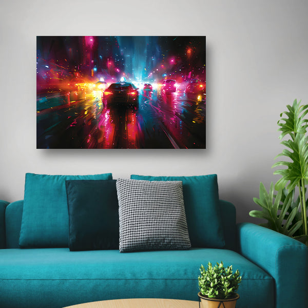 Dynamische Neonverlichte Stadsnacht acrylglas