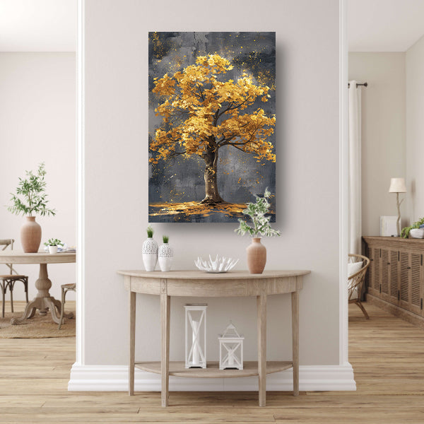 Schilderij van een boom met gouden bladeren canvas
