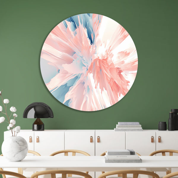 Abstract schilderij met zachte kleuren en dynamiek aluminium muurcirkel