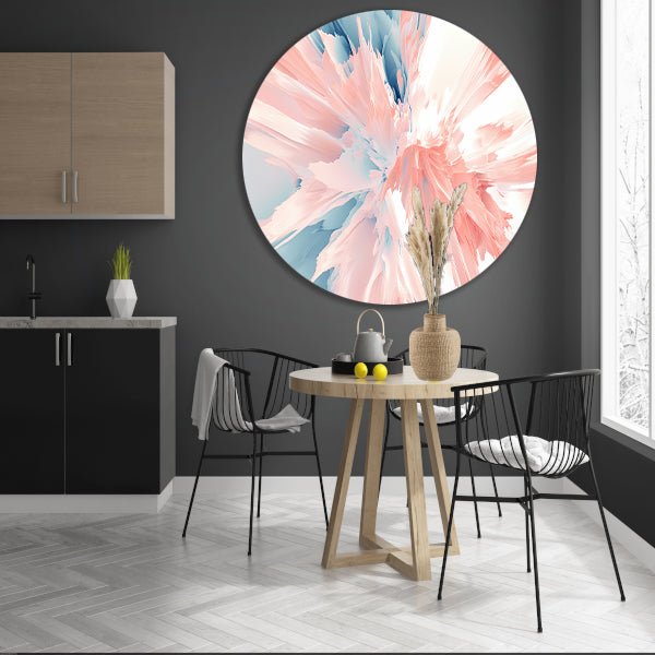 Abstract schilderij met zachte kleuren en dynamiek aluminium muurcirkel