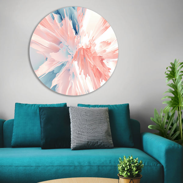 Abstract schilderij met zachte kleuren en dynamiek aluminium muurcirkel