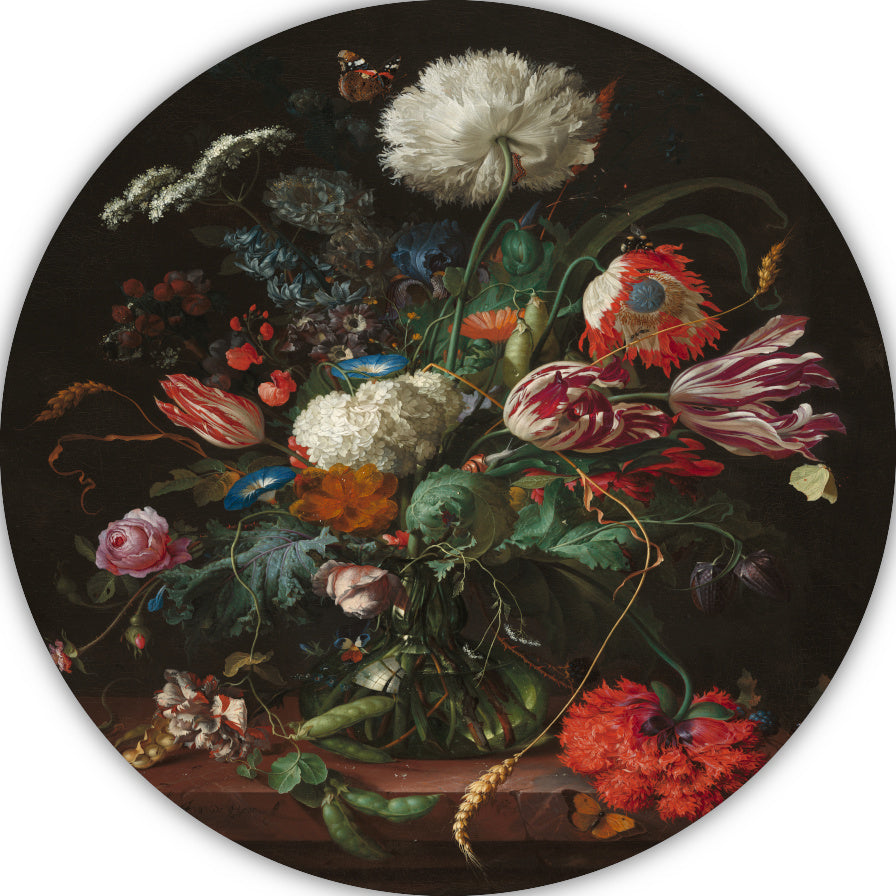 Vaas met bloemen - Jan Davidsz. de Heem aluminium muurcirkel