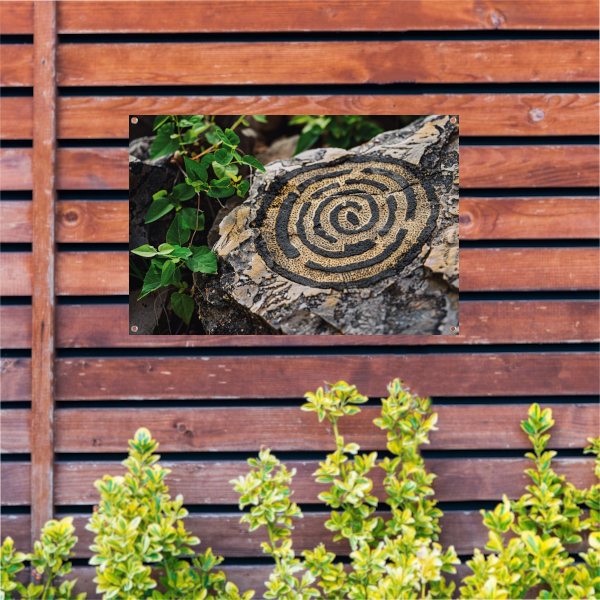 Minimalistische cirkel op steen tuinposter