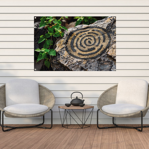 Minimalistische cirkel op steen tuinposter