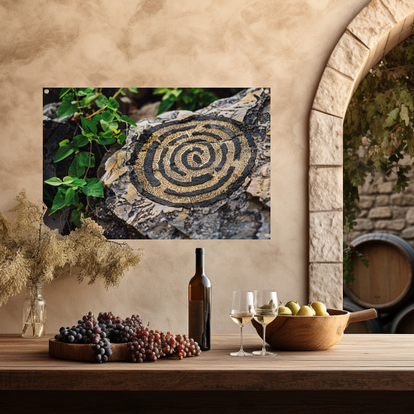 Minimalistische cirkel op steen tuinposter