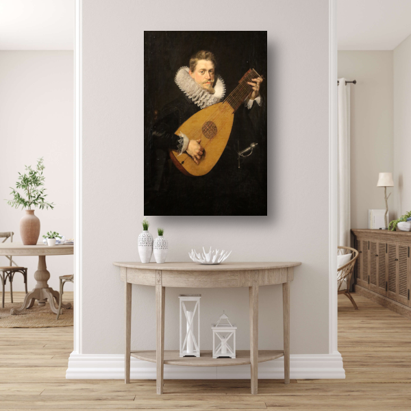 Luitspeler - Peter Paul Rubens canvas met baklijst