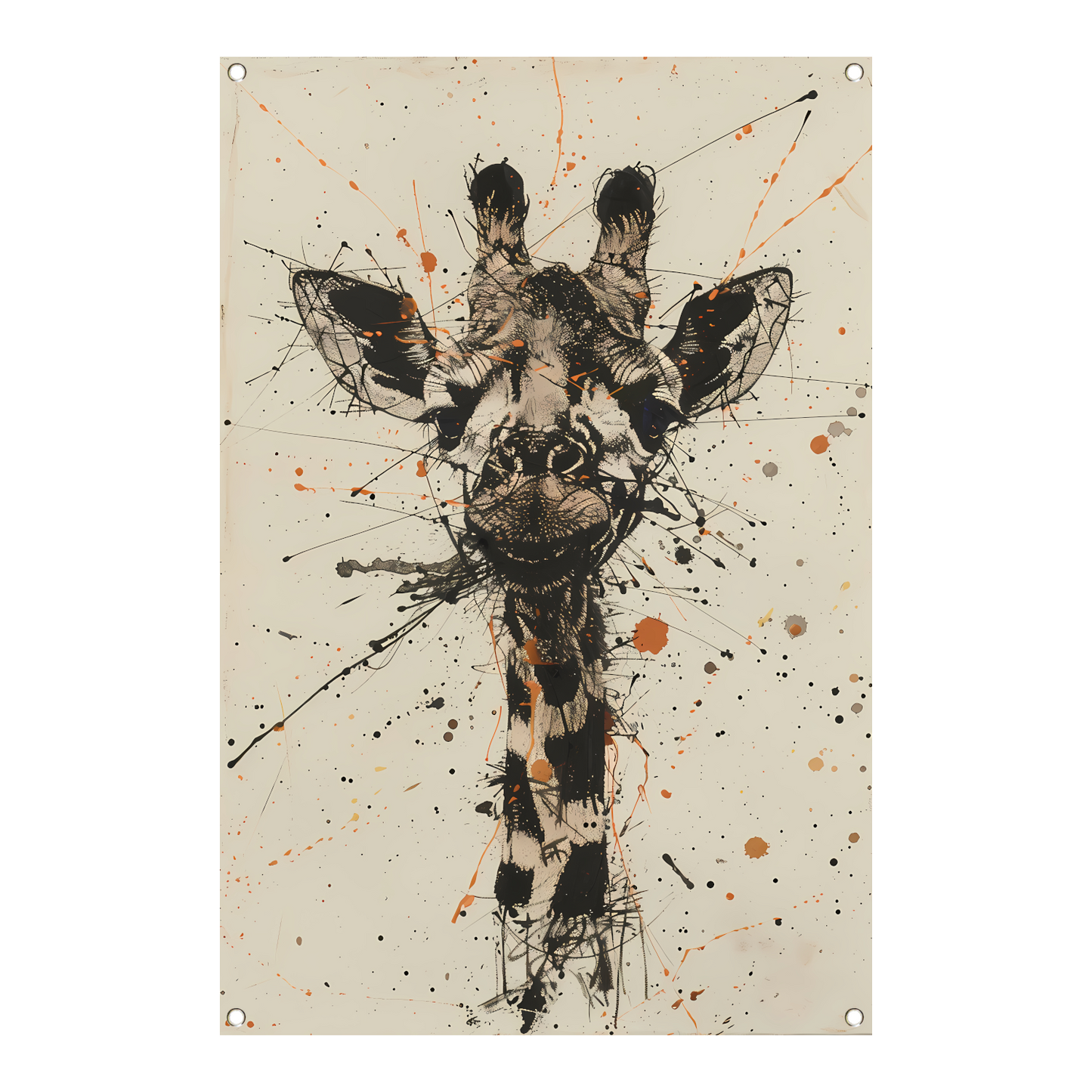 Dynamisch abstracte giraffe kunstwerk met spatten tuinposter