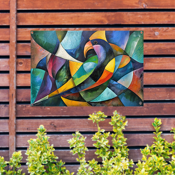 Abstract kunstwerk van kleurrijke papegaai tuinposter