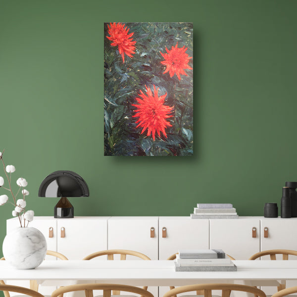 Rode cactusdahlias - Gustave Caillebotte poster