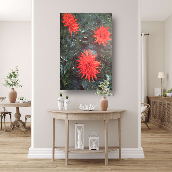 Rode cactusdahlias - Gustave Caillebotte poster