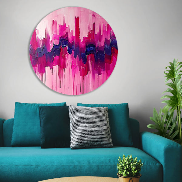 Dynamische abstracte schilderij met kleurrijke texturen aluminium muurcirkel