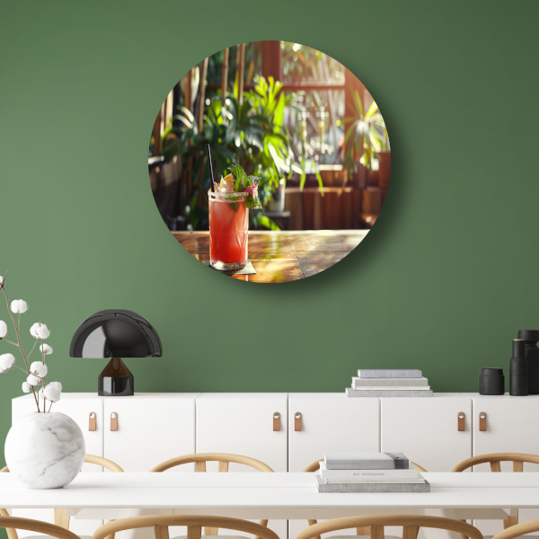 Minimalistisch stilleven met glas forex muurcirkel