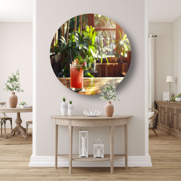 Minimalistisch stilleven met glas forex muurcirkel