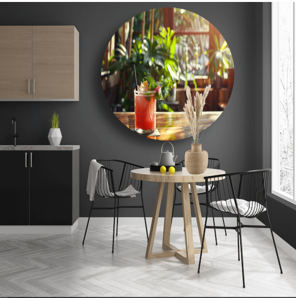 Minimalistisch stilleven met glas forex muurcirkel