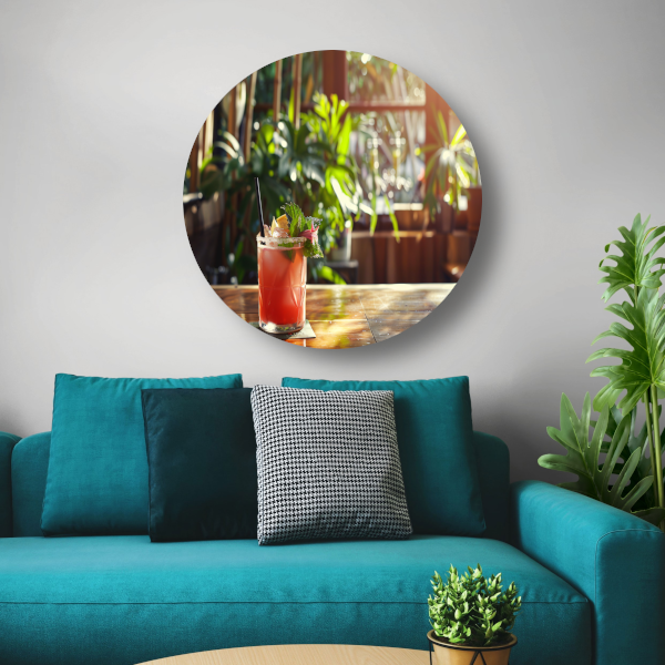 Minimalistisch stilleven met glas forex muurcirkel